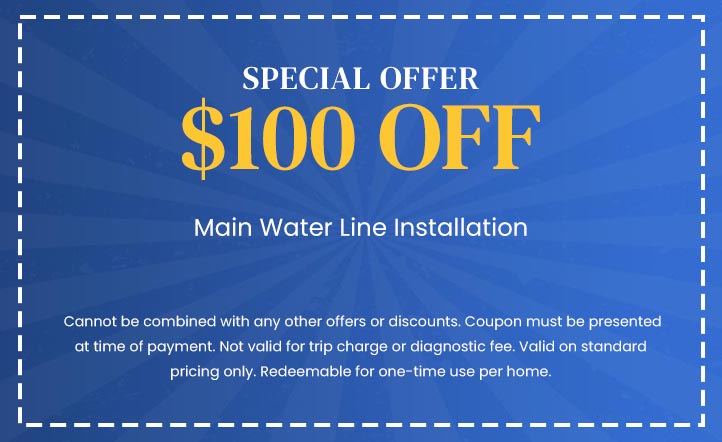 Discount on Main Water Line Installation